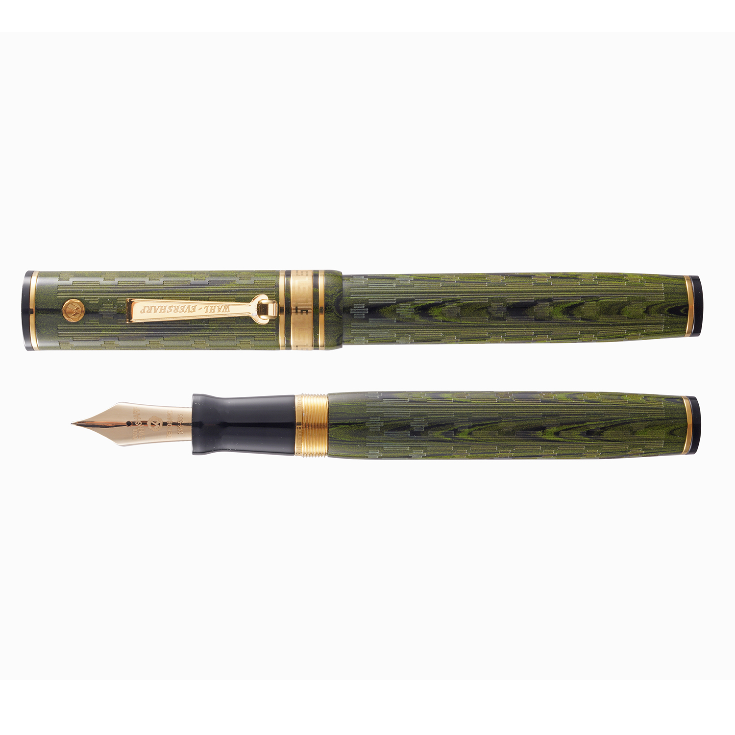 Wahl Eversharp Decoband Ebonite Green GT Fountain pen - Vulpen